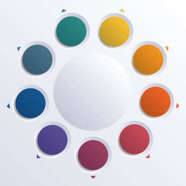 Renkli Daireler Infographic dokuz pozisyonlar