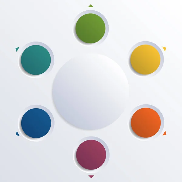 Kleur cirkels infographic zes posities — Stockfoto