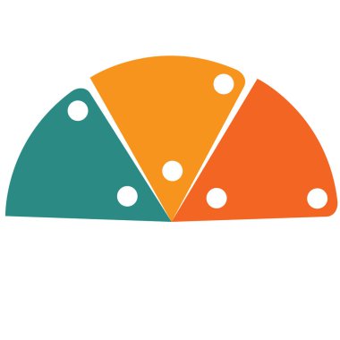 Düz şablon Infographic renk yarım daire 3 pozisyonlar