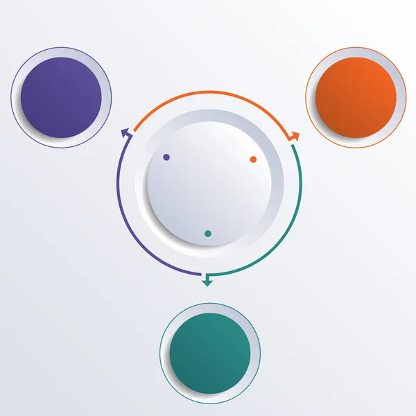 Šablona infografika barevné kruhy kulatý kruh 3 pozice — Stock fotografie