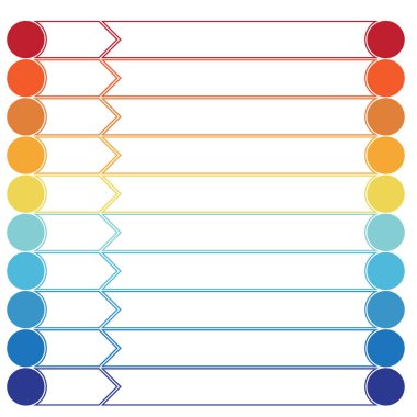 Şablon infographics renk oklar ve daireler 10 konumlandırır