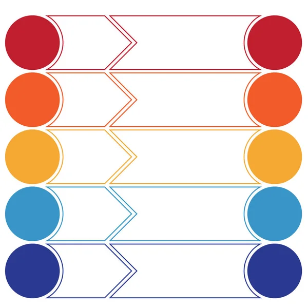 Шаблоны инфографики цветные стрелки и круги 5 позиций — стоковое фото