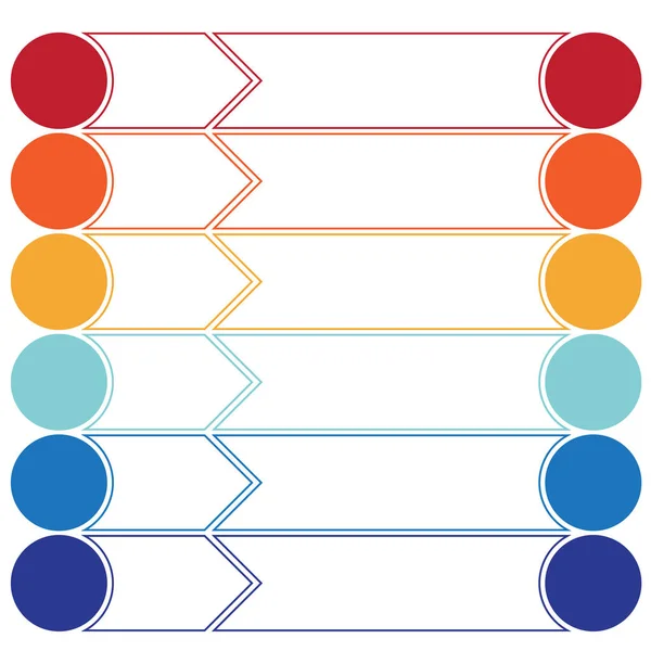 Šablona infografiky barevné šipky a kruhy 6 pozic — Stock fotografie