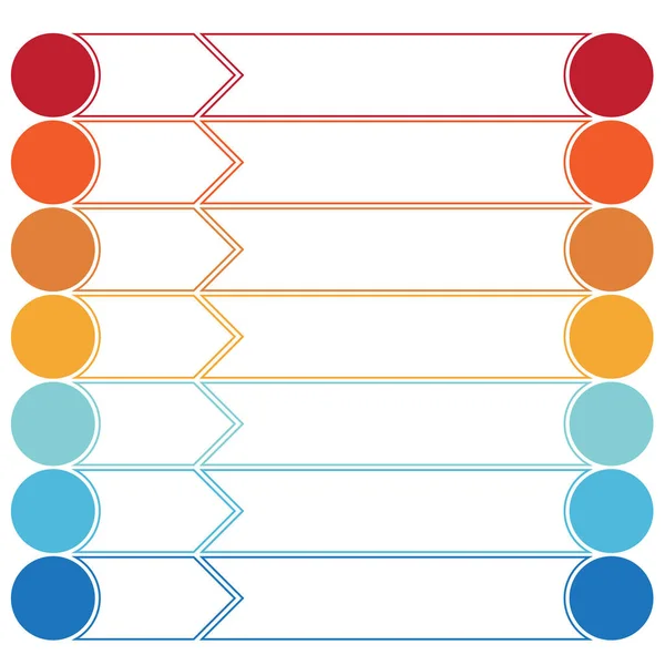 Sjabloon infographics kleur pijlen en cirkels 7 posities — Stockfoto