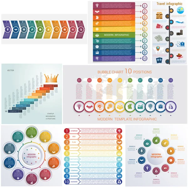 Set van 8 universele sjablonen elementen Infographics conceptuele cycli — Stockvector