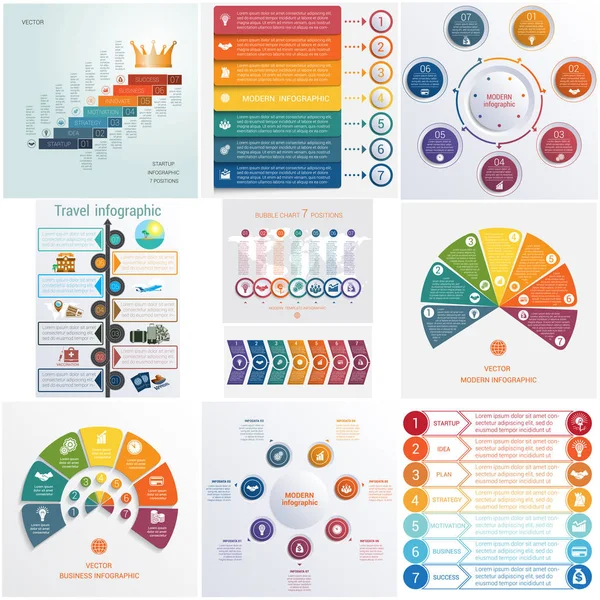 10 범용 템플릿 요소 Infographics 개념적 cycl 설정 — 스톡 벡터