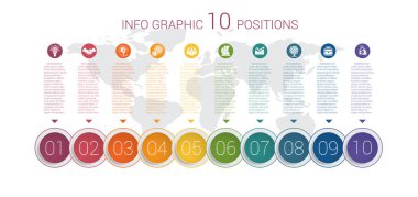 Diyagram bilgi grafik. Vektör şablonu 10 pozisyonları