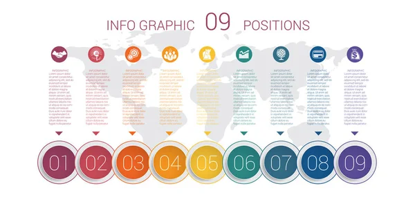 Infographie de diagramme. Modèle vectoriel 9 positions — Image vectorielle