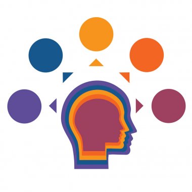 Şablon 5 pozisyon için metin için renkli daireler baş t yuvarlak.