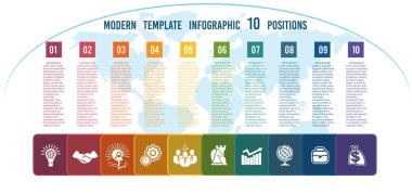 Sütunlar için metin haritada bir dünya 10 ile renkli kareler yerine koymak