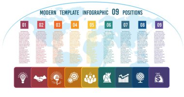 Sütunlar için metin haritada bir dünya 09 ile renkli kareler yerine koymak