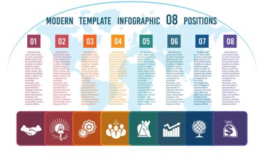 Sütunlar için metin haritada bir dünya 08 ile renkli kareler yerine koymak
