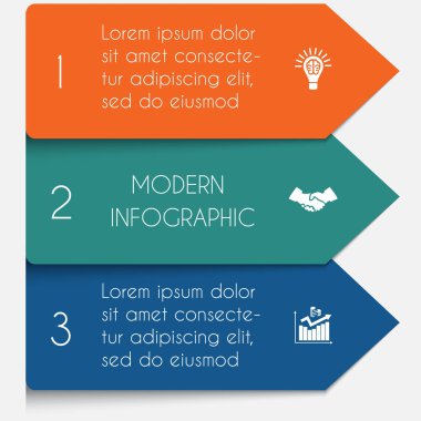 Şablon Infographic yatay renkli oklar satır 3 pozisyon