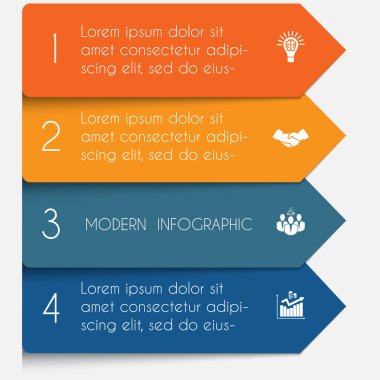 Şablon Infographic yatay renkli oklar satırları 4 pozisyon