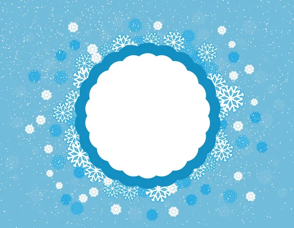 Fundo de férias azul de inverno com flocos de neve e estrelas New Ye — Fotografia de Stock