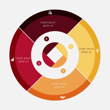 Infographic iş pasta grafiği için sunumlar 4 seçenekleri ile