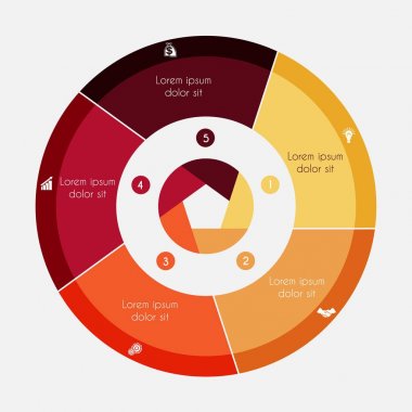 Infographic iş pasta grafiği için sunumlar 5 seçeneği ile