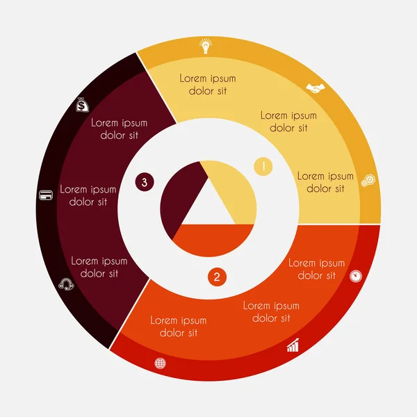 Infographic Business cirkeldiagram voor presentaties met 3 opties — Stockvector