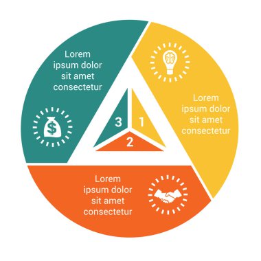  Infographic iş pasta grafiği için 3 seçenek, adım adım 