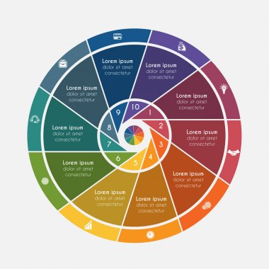 Vektör çizim evrensel düz şablon öğeleri Infographic