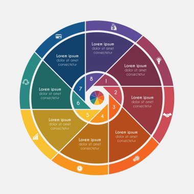 Vektör çizim evrensel düz şablon öğeleri Infographic