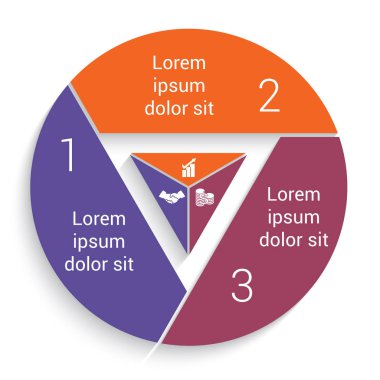 Infographic iş pasta grafiği için 3 seçenek şablonu