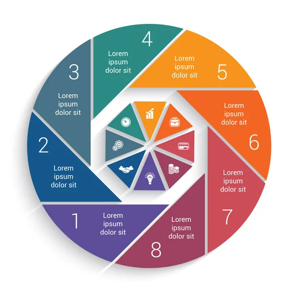 Infographic επαγγελματίες πίτα γράφημα για 8 επιλογές πρότυπο — Διανυσματικό Αρχείο