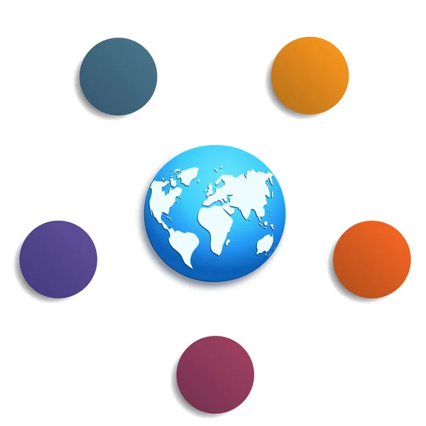 Abbildung 5 farbige Kreise mit Platz für Text — Stockfoto