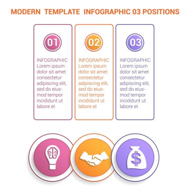 Zaman çizelgesi modern şablon Infographic iş 3 adımlar, prosedürü için