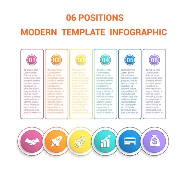 Zaman çizelgesi modern şablon Infographic iş 6 adımlar, prosedürü için