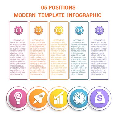 Zaman çizelgesi modern şablon Infographic iş 5 adımlar, prosedürü için
