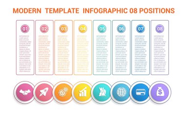 Zaman çizelgesi modern şablon Infographic iş 8 adımlar, prosedürü için