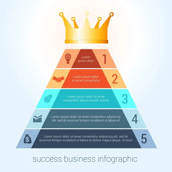 Infografika sukces biznesu nowoczesny szablon dla 5 kroków. — Wektor stockowy