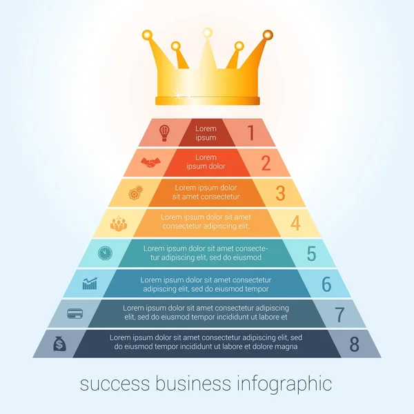 Infographic succes business moderne sjabloon voor 8 stappen. — Stockvector