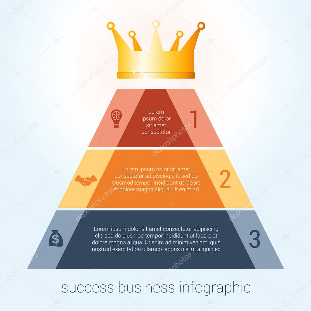 Infographic success business modern template for 3 steps.