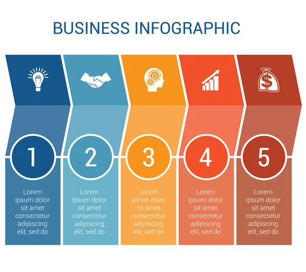 Business-Infografik-Design für Timeline fünf Position kann uns sein — Stockvektor