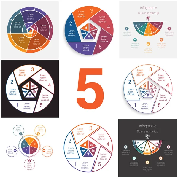 Conjunto de elementos universales para plantillas Infografías concepto cíclico — Archivo Imágenes Vectoriales