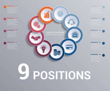 Daire diyagram, veri öğeleri şablon infographics 9 konumlandırır