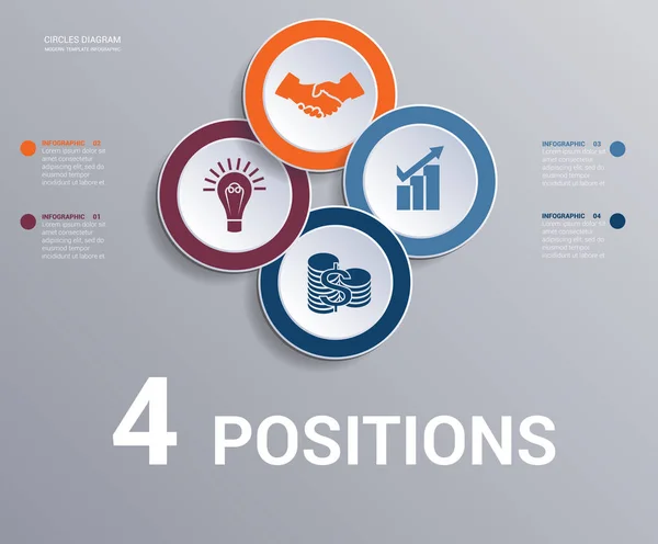 Circles diagram, data Elements Template infographics 4 positions — Stock Vector