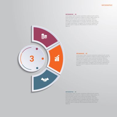 Metin alanı için şablon Infographic 3 pozisyon. Diyagramı