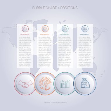 4 pozisyonlar için Infographics renk kabarcık grafik şablonu