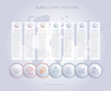 7 pozisyonlar için Infographics renk kabarcık grafik şablonu