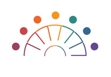 Metin için yedi konum üzerindeki renkli satırlardan gelen bilgi grafikleri için şablon.