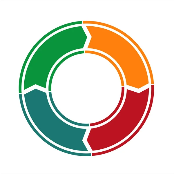 Sjabloon Voor Infographics Gekleurde Pijlen Een Cirkel Delen Achtergrond Wit — Stockfoto