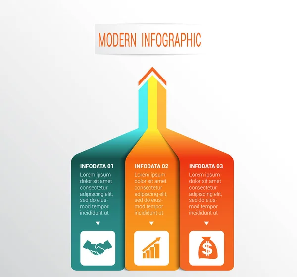 Verticale Kleurrijke Stroken Met Perspectief Schaduw Vector Template Infographic Voor — Stockvector