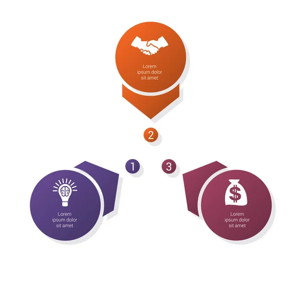 Kleurrijke Template Voor Infographics Van Pijlen Cirkels Met Schaduw Gerangschikt — Stockvector