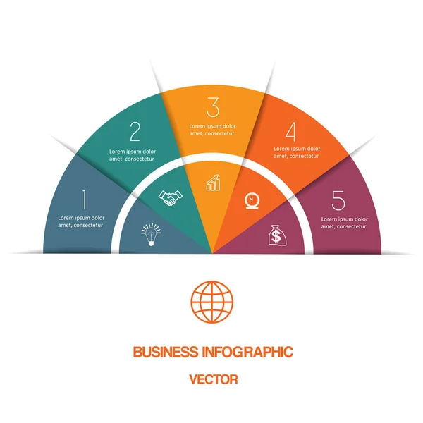 Infográfico Semicírculo Cores Modelo Com Áreas Texto Posições —  Vetores de Stock