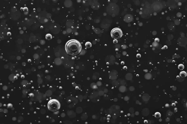 Bubbels Van Zuurstof Lucht Een Donkere Vloeistof Voor Projecten Met — Stockfoto