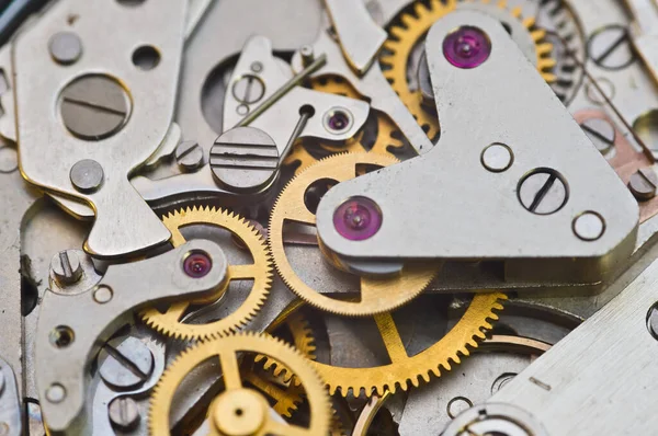Saat Mekanizması Eski Bir Saatin Dişlileri Takım Çalışması Konsepti Fikir — Stok fotoğraf