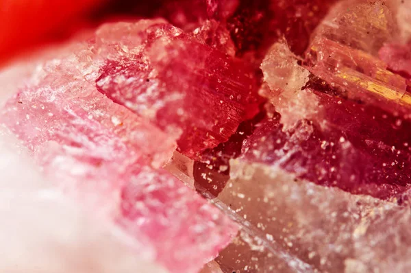 Cristal Natural Fundo Cristal Macro Vermelho Mineral — Fotografia de Stock